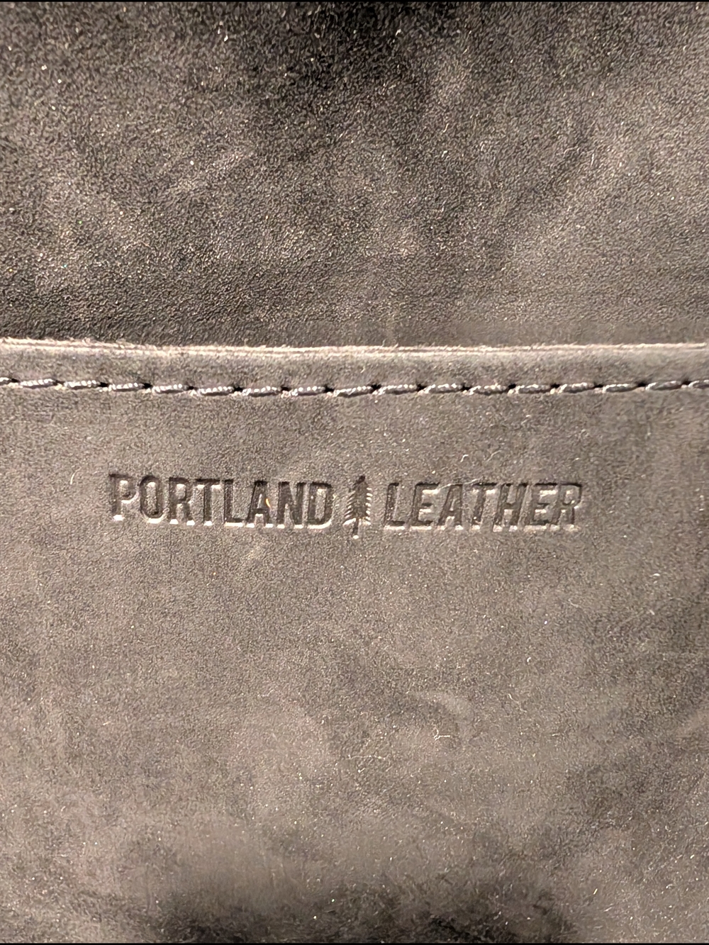 (Portland Leather) Brushed Leather black Tote Bag with Exterior Pocket - Picture 2 of 5
